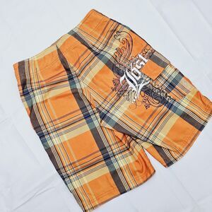 Lost Black Sheep Mayhem 28 Mens Board Shorts No Stretch Cinch Fly Plaid Orange